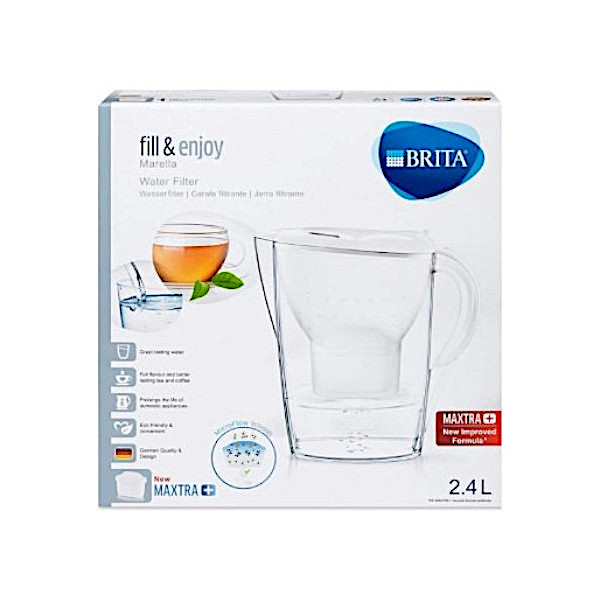 BRITA Caraffa Filtrante Marella Bianca 2,4 L – Con 3 Filtri MAXTRA+ Per Acqua Più Pura, Meno Calcare E Cloro, Ideale Per Frigo