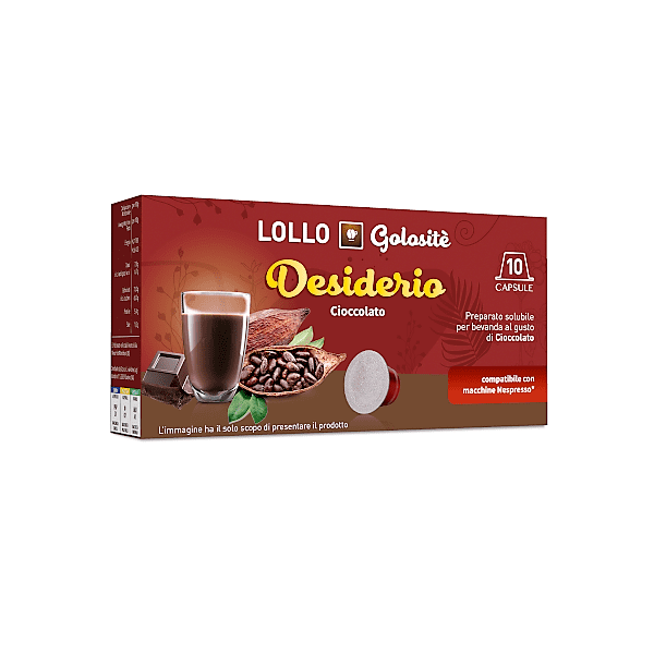 Cioccolato solubile, Capsule Lollo Caffè Compatibili Nespresso, 10 pz